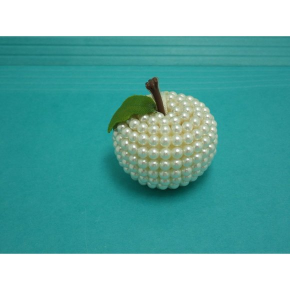 Pearl Apple Ornament Faux Pearled Beaded Fruit - Picture 2 of 6